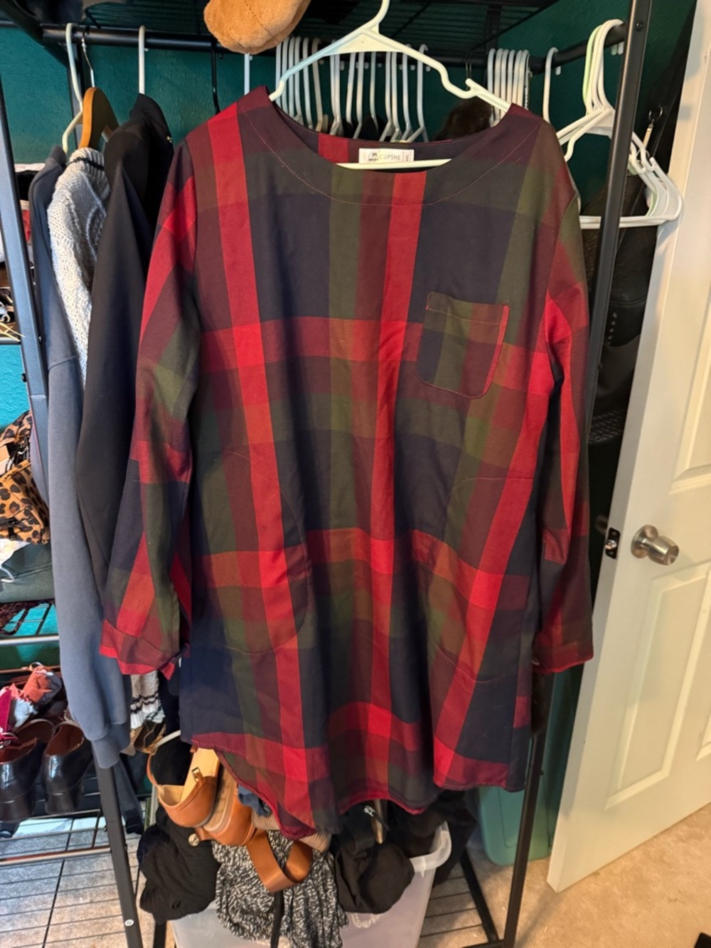 Cupshe Red, Navy & Green Plaid Tartan Dress Lady Leisure